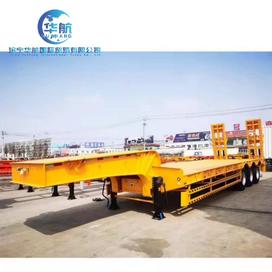 Australian Extendable Hydraulic Style Tri-Axles 50tons 4/5 Axle Axis Excavator Transport Gooseneck Hydraulic Lowbed Low Bed Loader Semi Truck Trailer