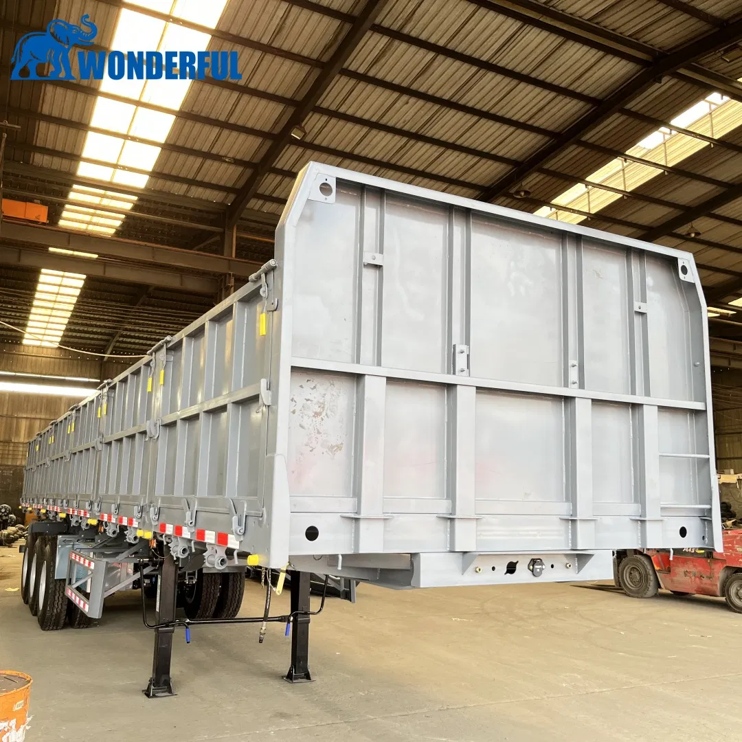 Multi Axles Dropside Double Fence Tri-Axle 34 Ton Fifth Wheel Specs Semi Remorques Pickup Operation Dump Cargo Transport Truck High Drop Side Tipper Trailer