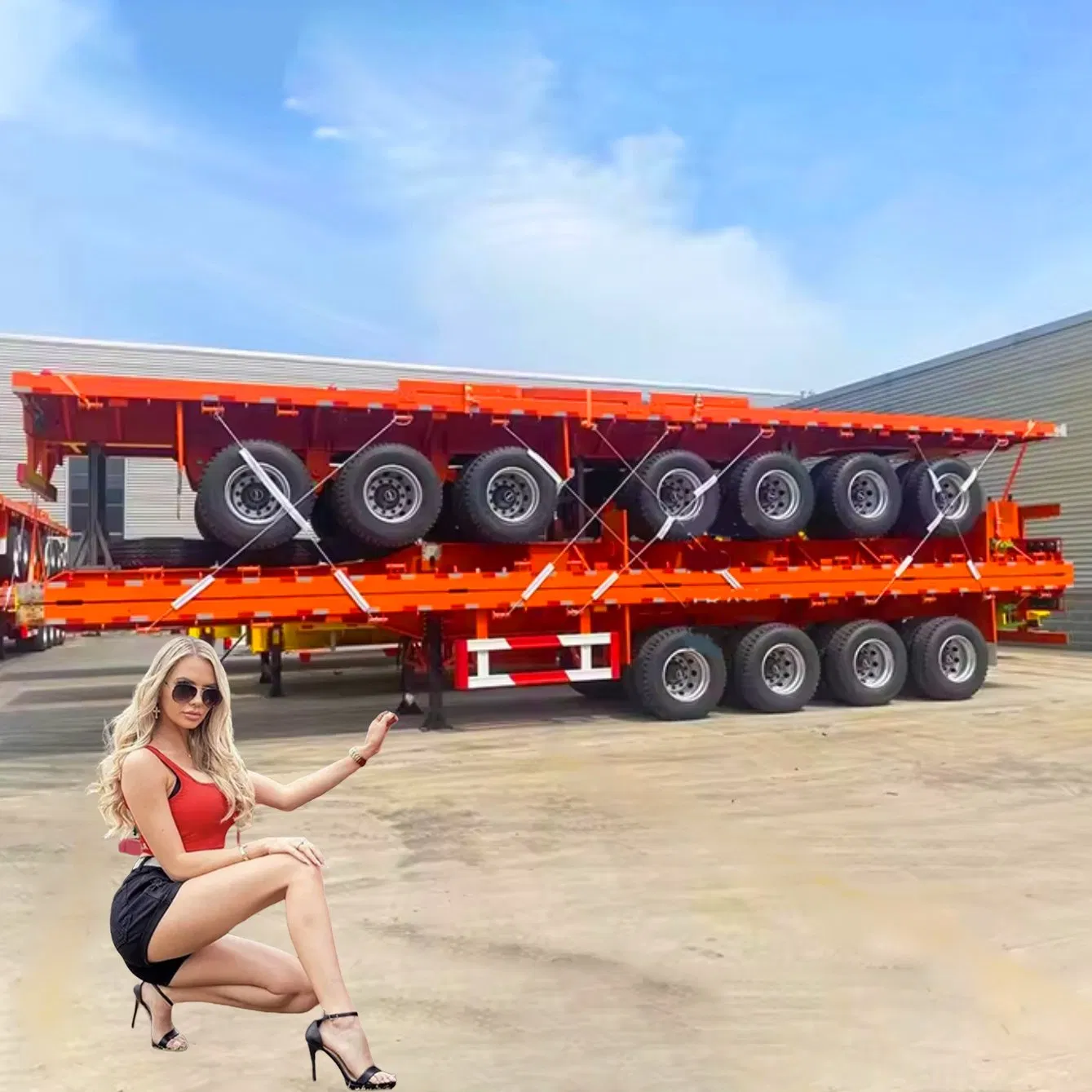 China Manufacture 3/4 Axles 40FT Flat Bed Container Transport Truck Trailer 40 Feet 3 Axle Flatbed Semi Trailer for Sale