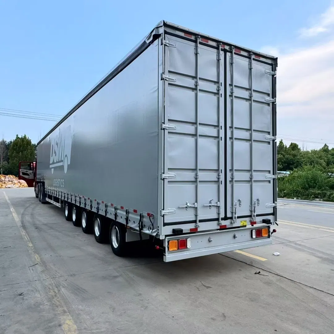 60-100 Tons Cargo Transport Semi-Trailer 5 Axle Dry Van Box Side Curtain Steel Material on Sale