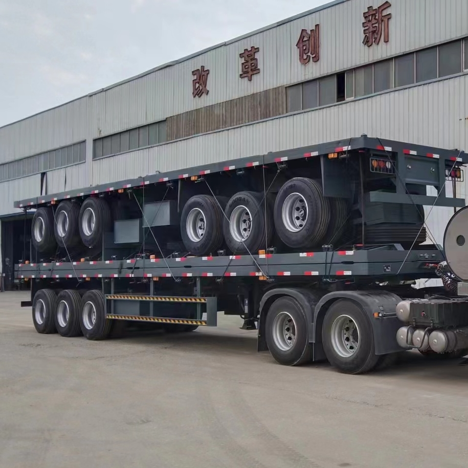 Heavy Duty 3 4 Axle 40FT 53FT 20FT 60FT Container Transport Flat Bed Truck Trailer Platform Semi-Trailer Flatbed Semi Trailer for Sale
