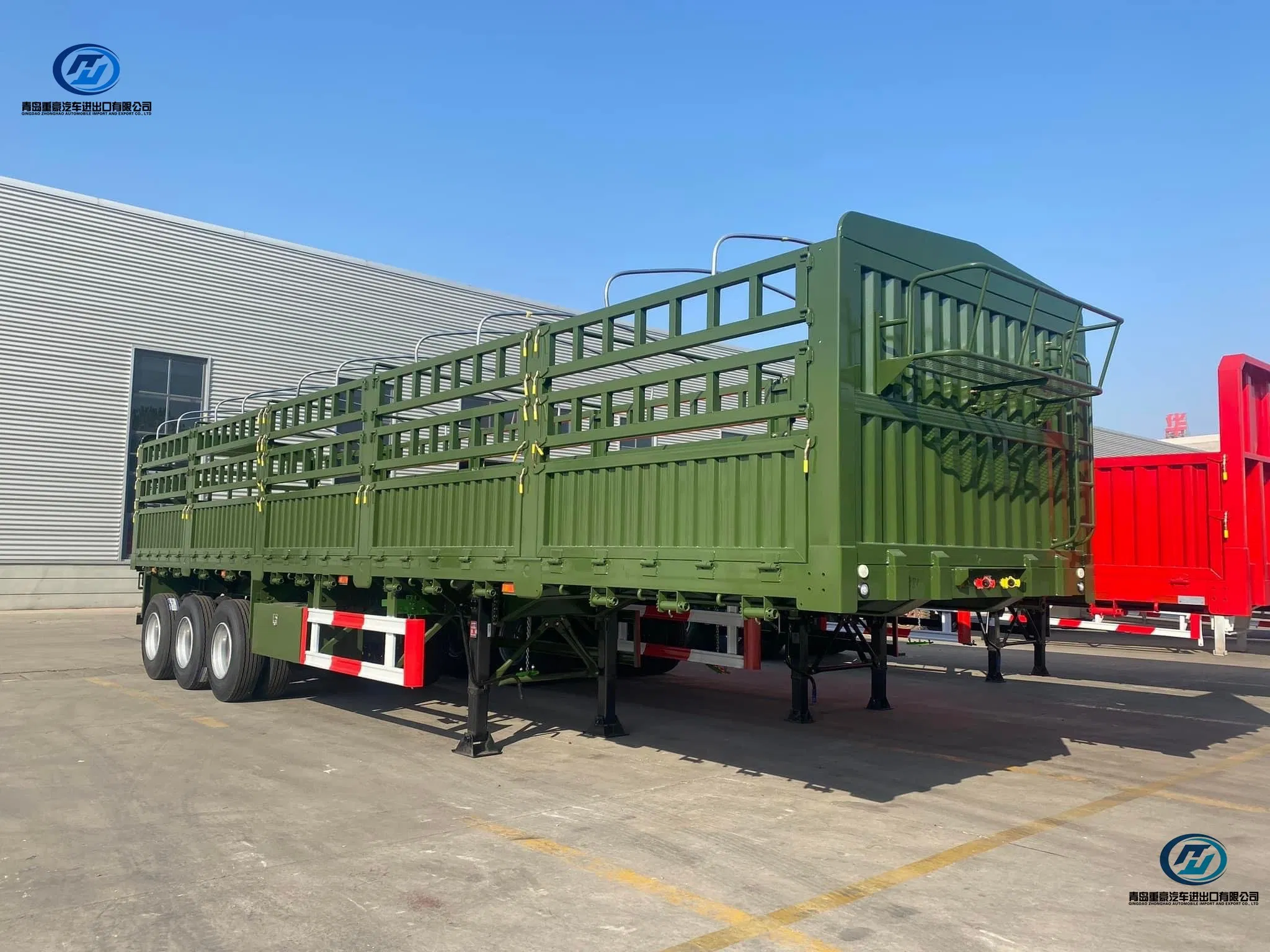 3 Axle 60 80 Ton Fence Livestock Animal Cattle Stock Cargo Transport Fence Truck Semi Trailer Fence Truck Trailer