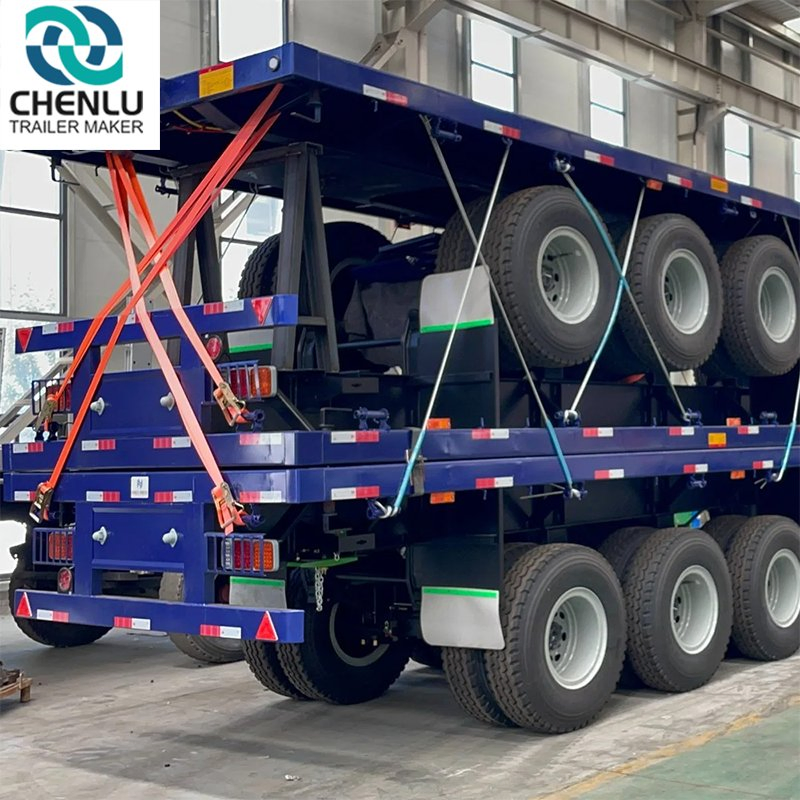 Three Axle Open Faltbed Container Semi Trailer/Industrial/Car Carrier /Bed Trailer