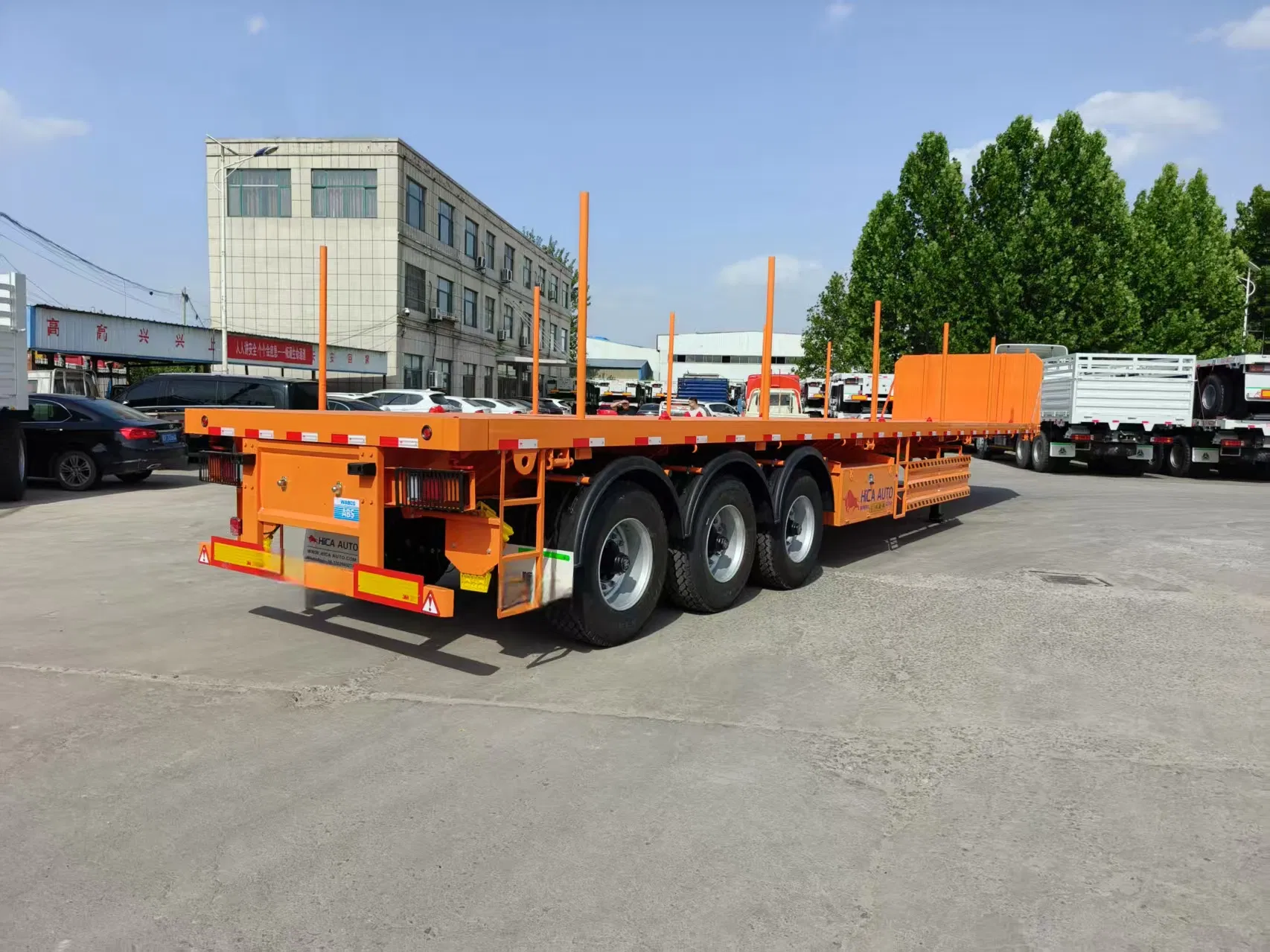 2axles 3axles 4axles Timber Logging Transport Platform Flatbed Flat Bed Side Posts Pipes Semi Trailer