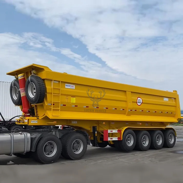 Hot Selling Mini Hydraulic 3/4/5 Axles 80 100 150 Tons Side Dump Tipping Tipper End Rear Dump Bauxite Ore Cargo Sand Stone Mining Transport Semi Trailer