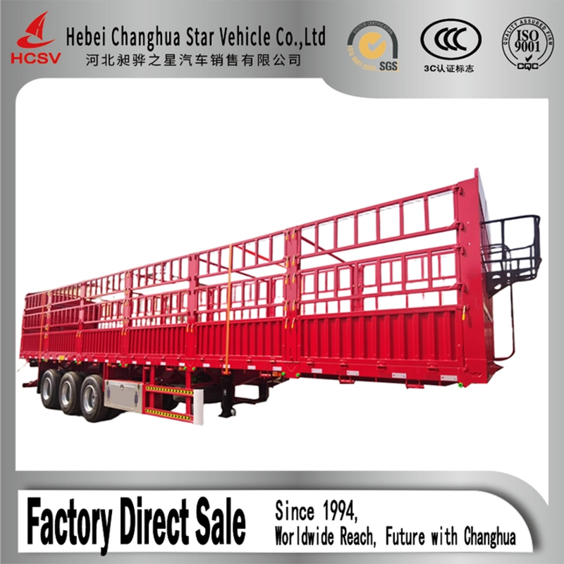 Heavy Duty Flatbed Semi-Trailer with Removable Side Gates &amp; Reinforced Structure Multi-Purpose Cargo Transport Trailer for Logs, Steel, Building Materials