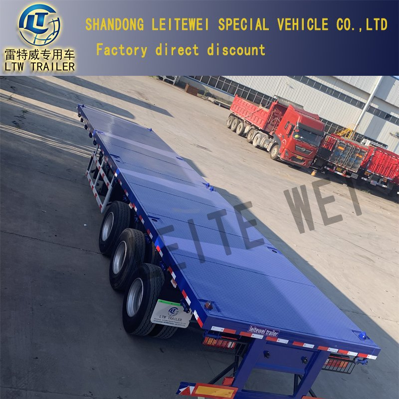 3/4axles 60 Tons 20/40 FT Container Shipping Flat Deck High Bed Platform Flatbed Truck Trailer Semi Trailer