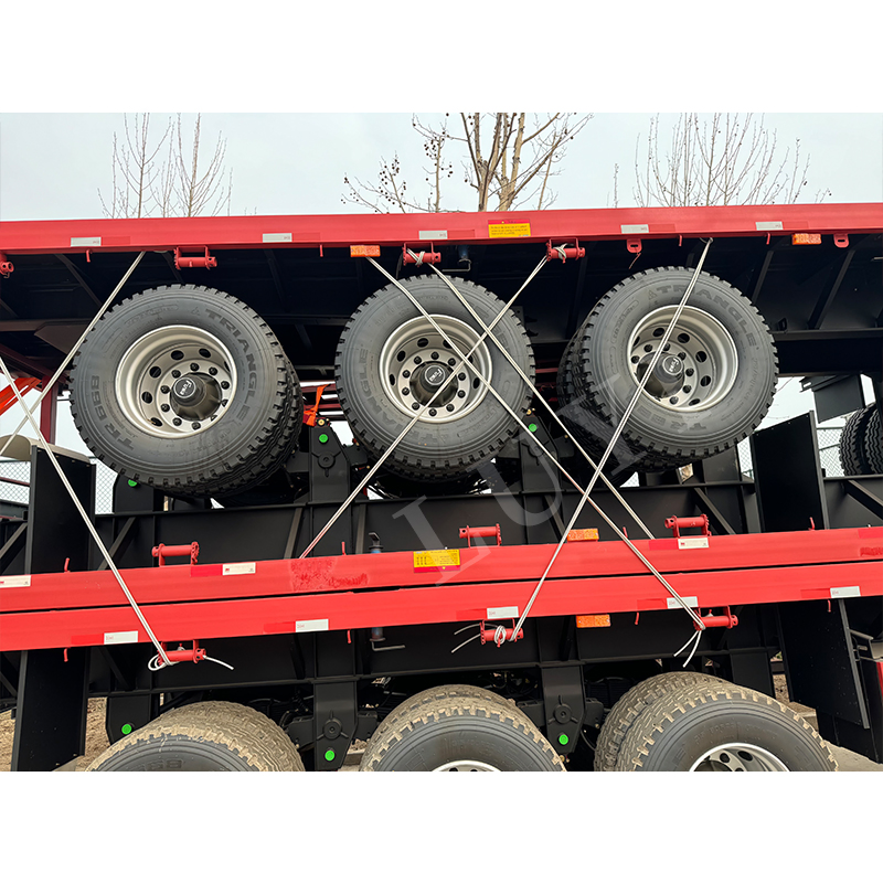 3axles Container Shipping Flat Deck High Bed Platform Flatbed Truck Semi Trailer