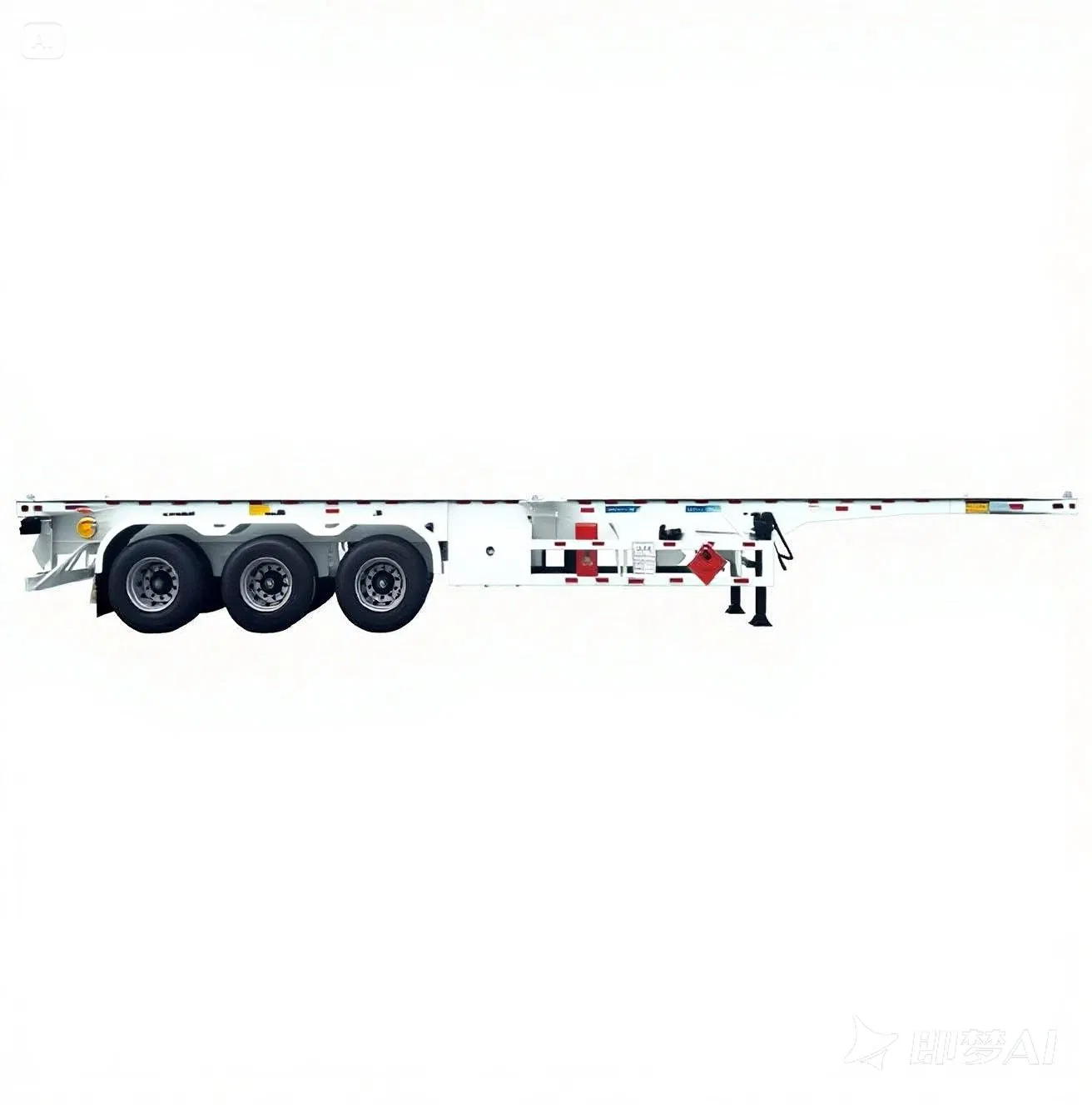 High-Performance 3 Axle Container Chassis with 40FT Length and Double Drop Frame Skeleton Semi Trailer for Low-Center Container Transport