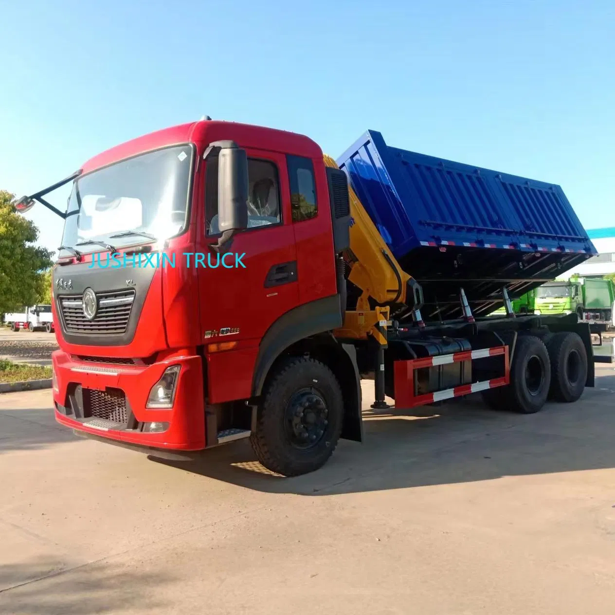 Shacman Dongfeng Foton Sinotruk HOWO Lorry Cargo Rough Terrain Heavy Duty Folding Hydraulic Telescopic Knuckle Boom Arm Mobile Crane Truck with Dump Function