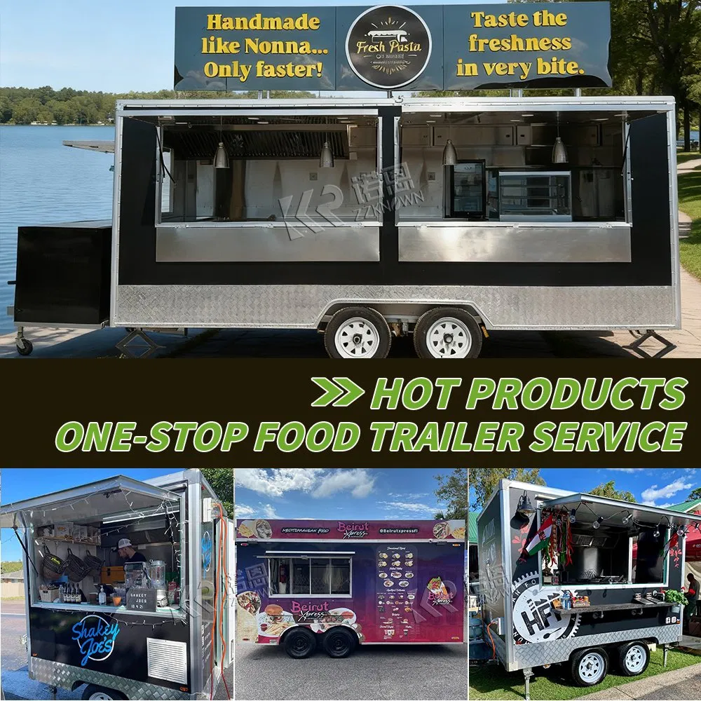 16FT Remorque Alimentaire Mobile Food Trailer Pizza Hot Dog Food Carts Shop Foodtrailer Food Truck with Full Kitchen Equipment