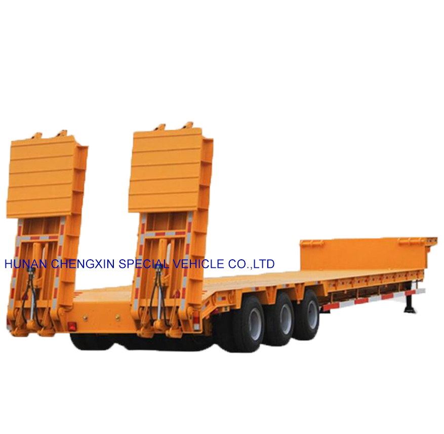 Double Drop Lowboy Low Bed Transport Large Machine Semi Trailer for Sale