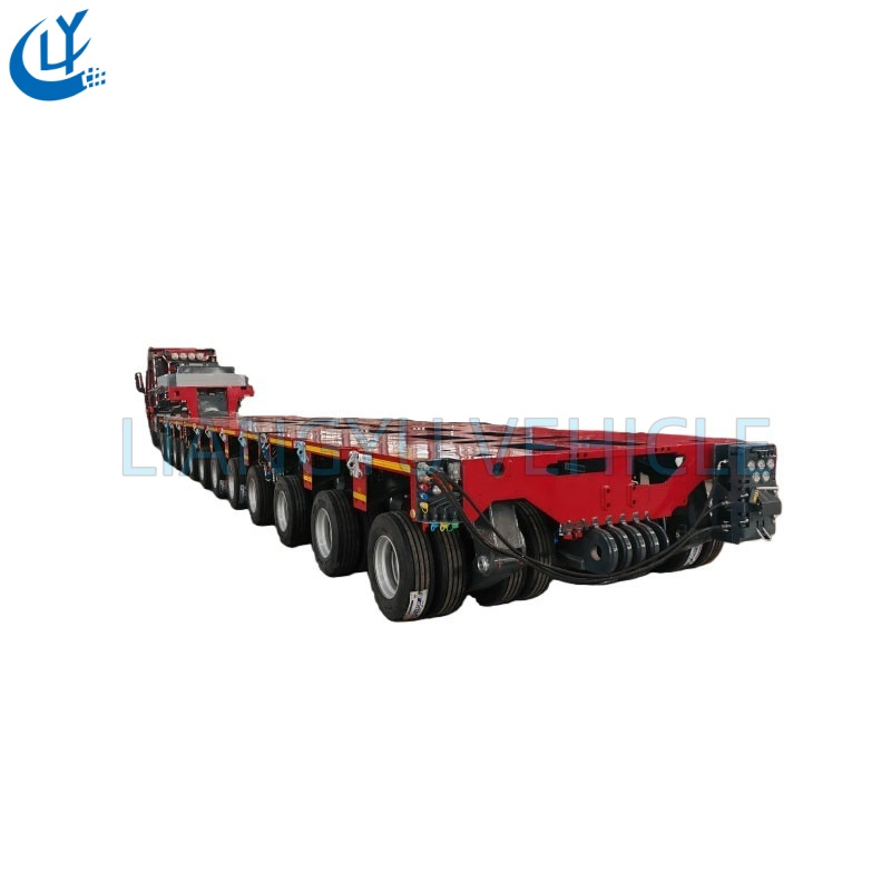 Multi Axles Gooseneck Lowbed Lowboy Truck Semi Trailer 100t -300t Self-Propelled Modular Low Flat Bed Platform Truck Trailer for Heavy Duty Transport Trailer