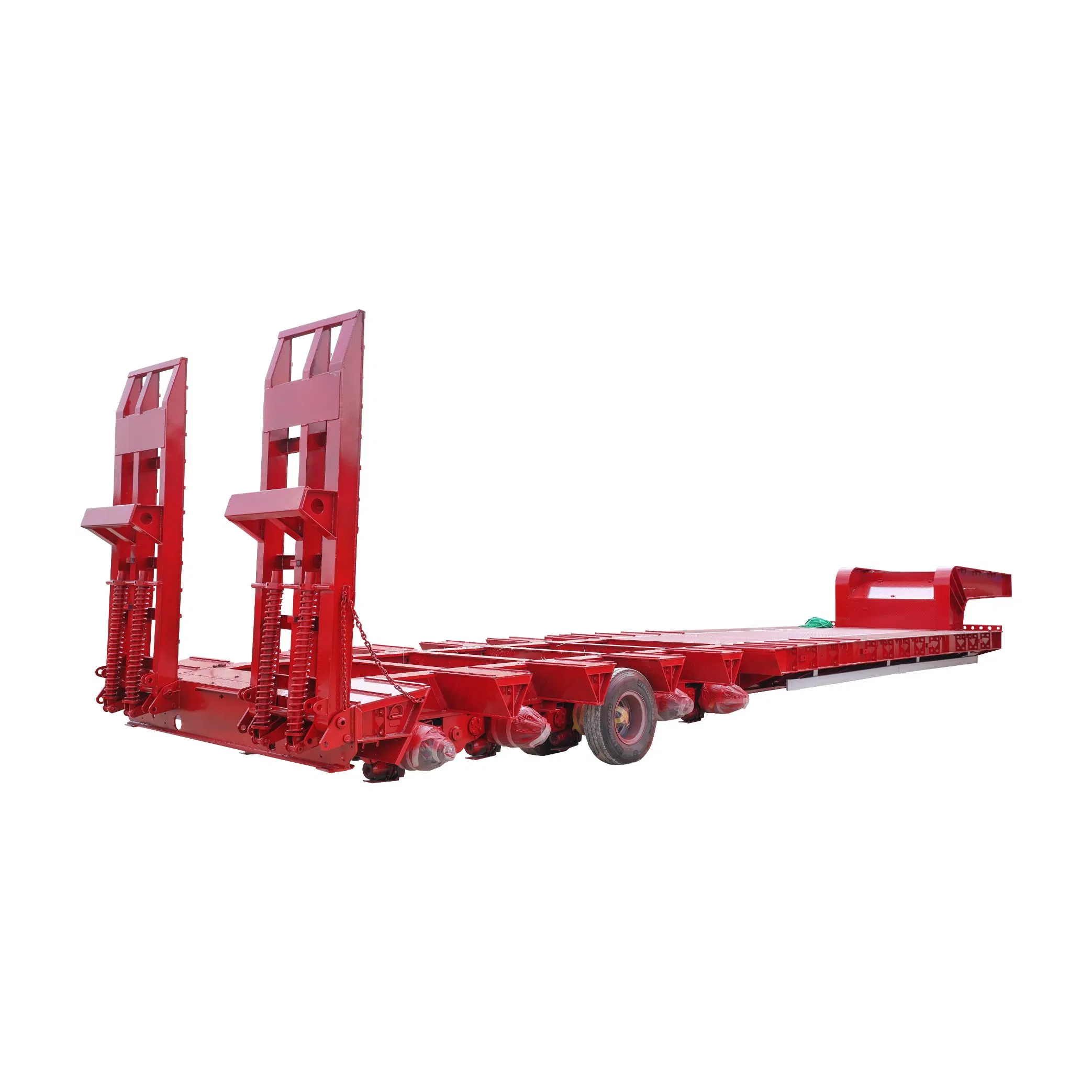 3/4/5 Axle 60-80ton Heavy-Duty Gooseneck Low Bed Semi Trailer with Hydraulic Ladder