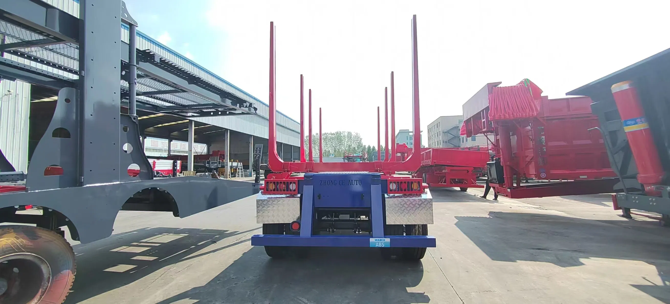 Transporting Log Wood Timber Steel Logging Semi Trailer