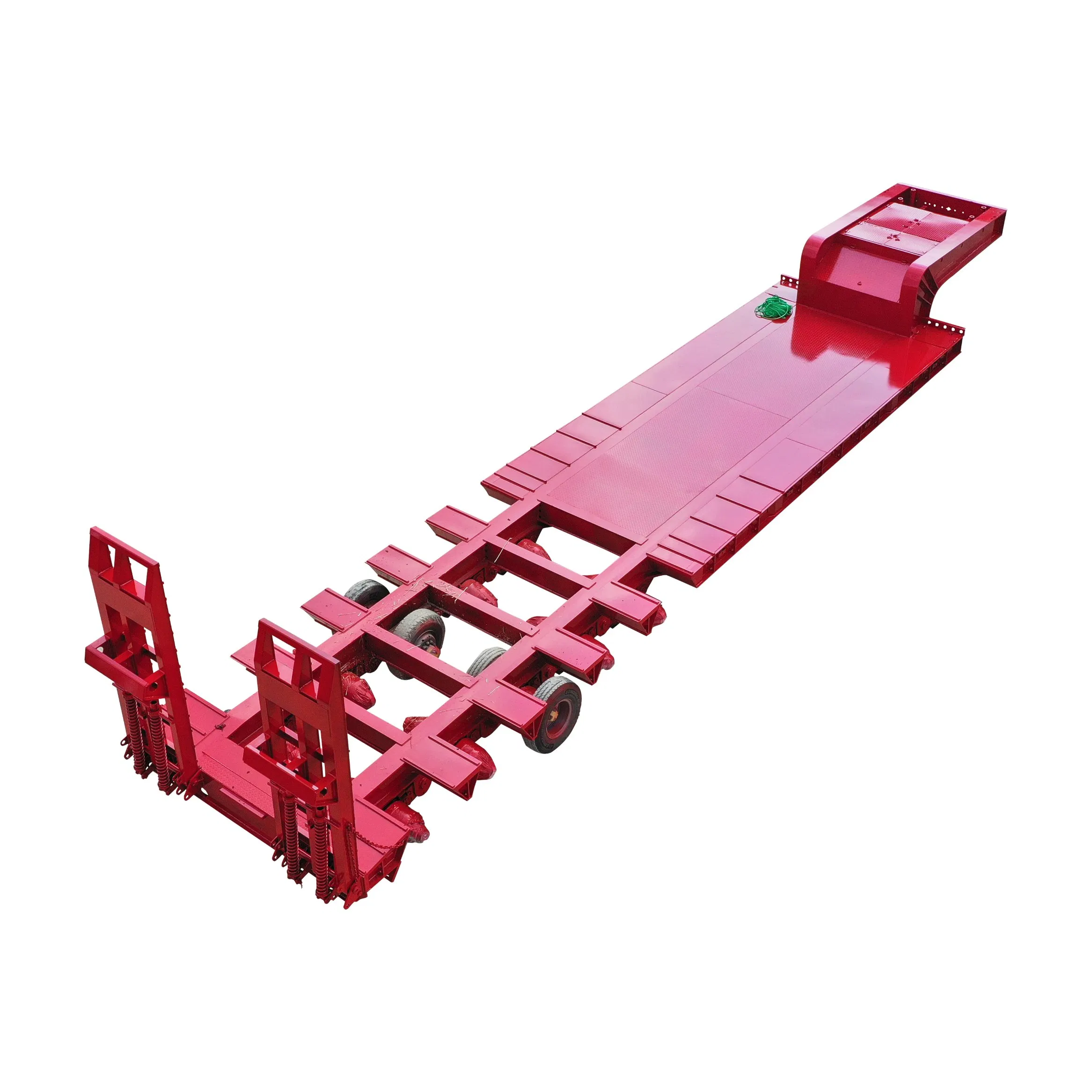 3/4/5 Axle 60-80ton Heavy-Duty Gooseneck Low Bed Semi Trailer with Hydraulic Ladder