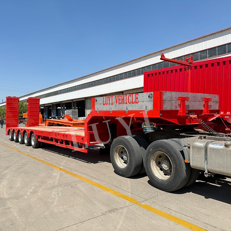 5 Axles 16 Meters Long Low Boy Flat Bed 60 Ton Trailer Lowboy Low Bed Loader Truck Trailer Extendable Detachable Gooseneck Low Bed Tractor Semi Trailer