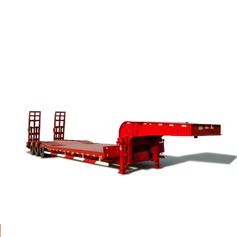 3 Axle 60 Tons 100 Ton Hydraulic Extendable Lowboy Loader Lowbed Low Bed Truck Semi Trailer for Sale