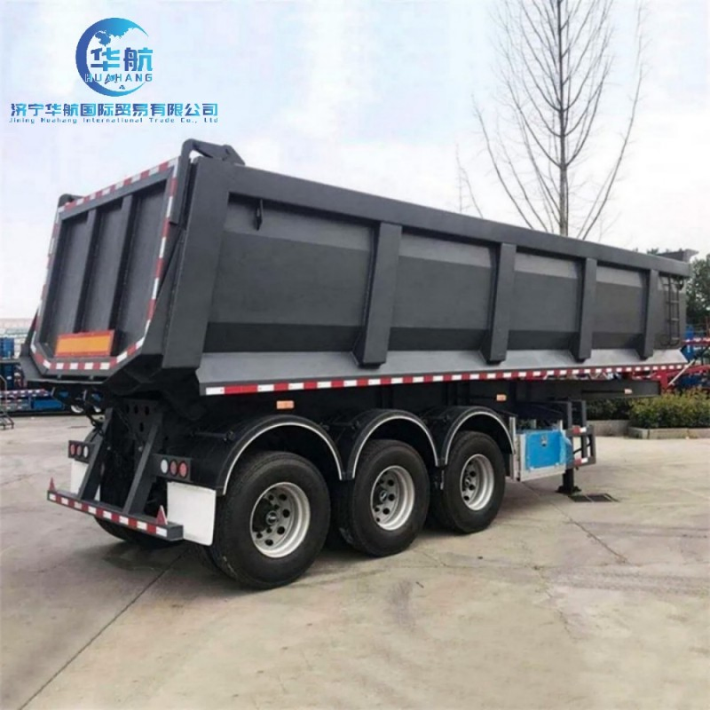 3/4 Axles 80 Ton Container Van Type Agricultural Grain Side Tipper Dump Semi Trailer