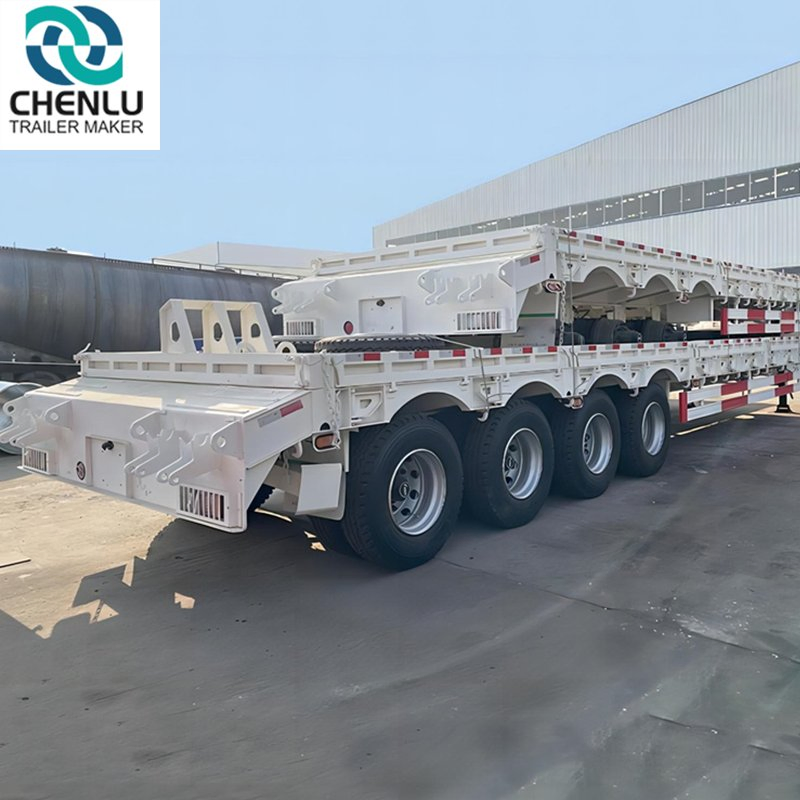 Fctroy Price Extendable Gooseneck 3/4 Axle 13m Heavy Machine Lowbed Semi Trailer for 50 60 Ton Transportation