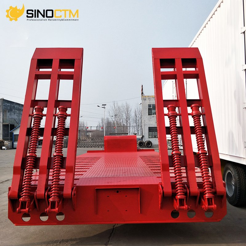 3 Axle 80 Tons Extendable Lowboy Loader Lowbed Low Bed Truck Semi Trailer for Africa