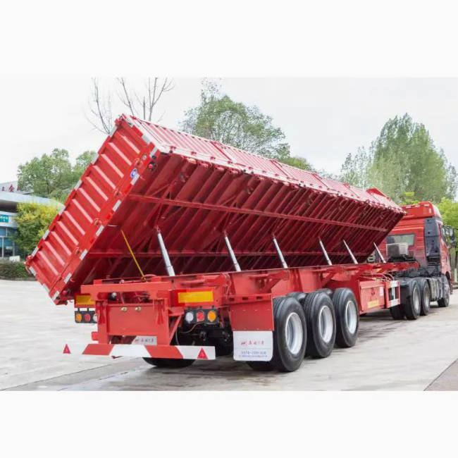 3 Axles Loading 60 Tons Side Dump Semi Trailer Truck Low Price Side Tipper Dump Truck for Sale
