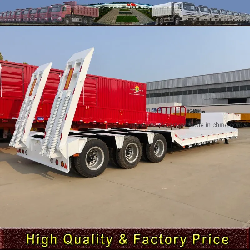 3 Axle 40t 50t 60t 100t Gooseneck Lowboy Low Bed Semi Trailer Dimensions Lowbed Truck Trailer for Sale