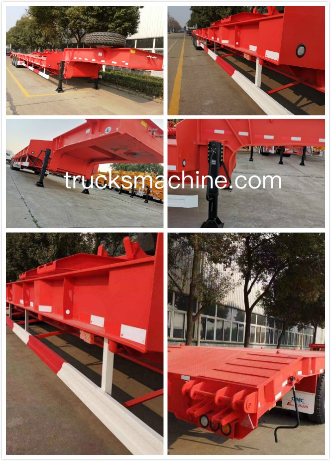 Africa Tanzania 3 Axle Loading Machinery Truck Trailer Low Bed Semi Trailer