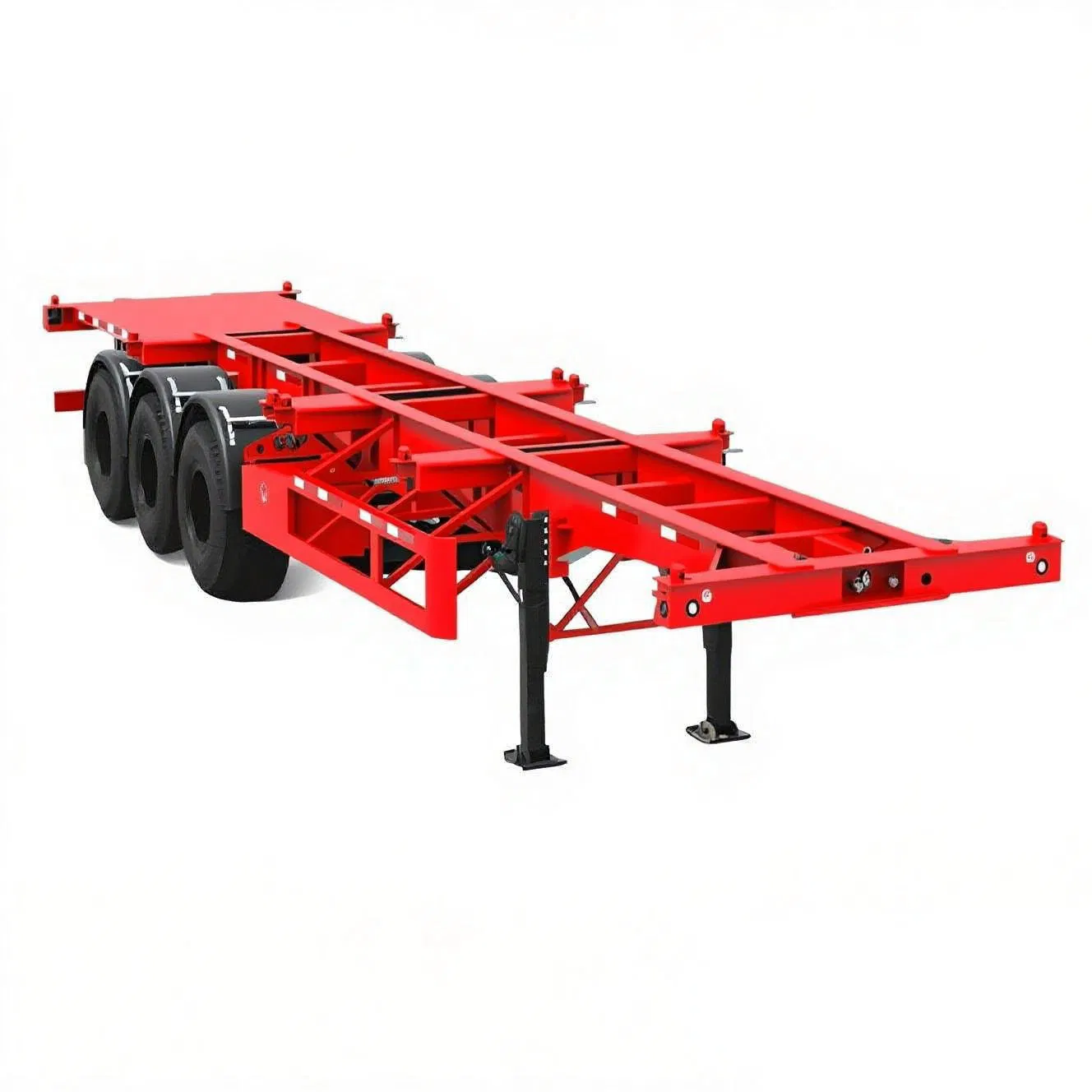 Heavy-Duty 4 Axle Skeleton Semi Trailer with 80 Tons Capacity and Double Drop Design for Low-Height Cargo Transport