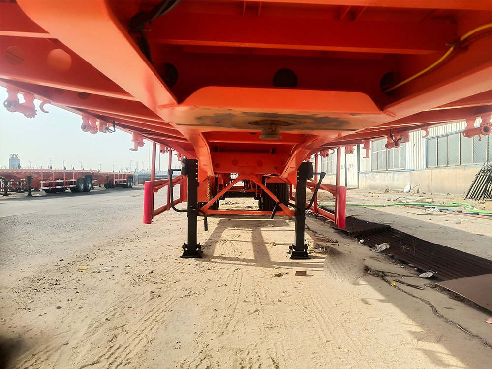 Best Price High Strength 2 Axles 40FT Container Aluminum Lifting Type Twist Locks Flatbed Decking Platform Board Flat Bed Semi Trailer