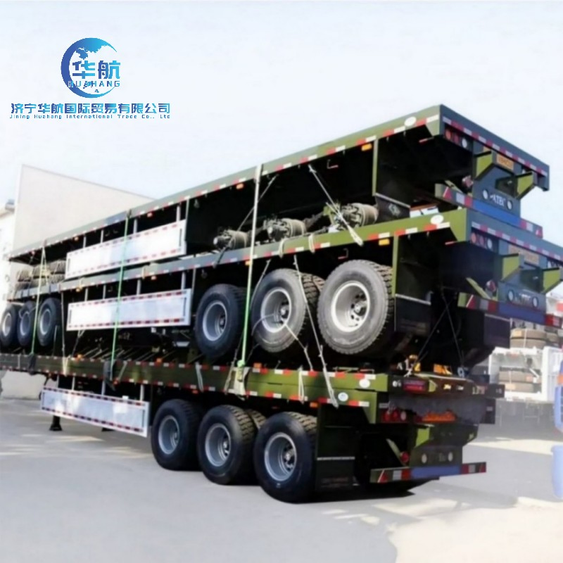 25 Foot Gooseneck Flatbed Semi-Trailer for Logging Wood Flat Bed Platform Trailer for Sale