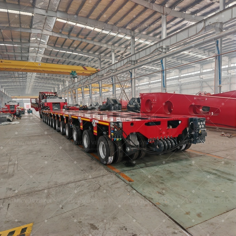 Multi Axles Gooseneck Lowbed Lowboy Truck Semi Trailer 100t -300t Self-Propelled Modular Low Flat Bed Platform Truck Trailer for Heavy Duty Transport Trailer