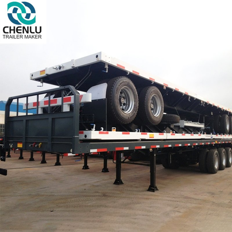Three Axle Open Faltbed Container Semi Trailer/Industrial/Car Carrier /Bed Trailer
