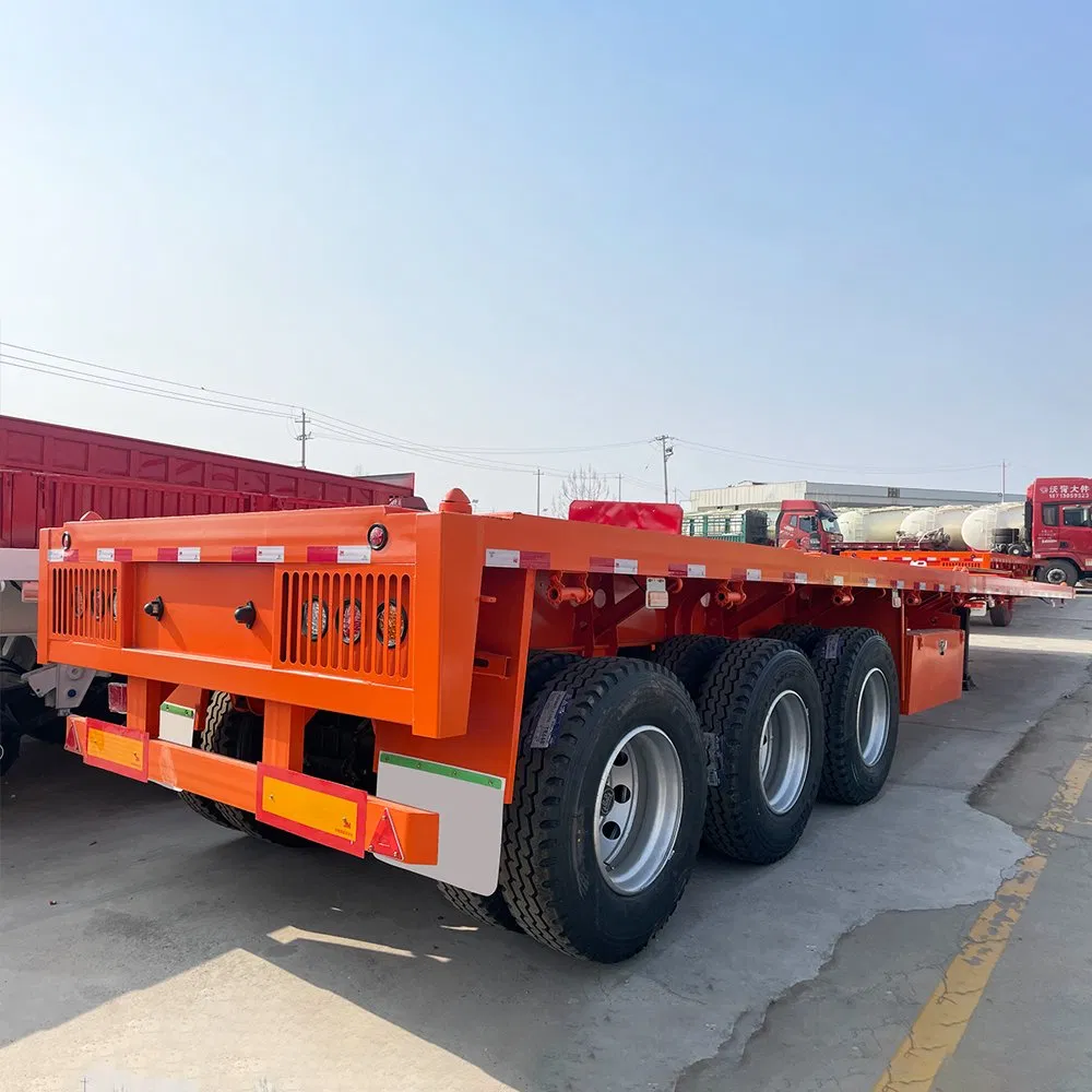 Zw Group Cimc 3 Axle 40 Foot Flatbed Semi Trailer Wholesale Price 3 Axle Flatbed Trailer with Front Wall 40 Foot Flat Bed Trailer