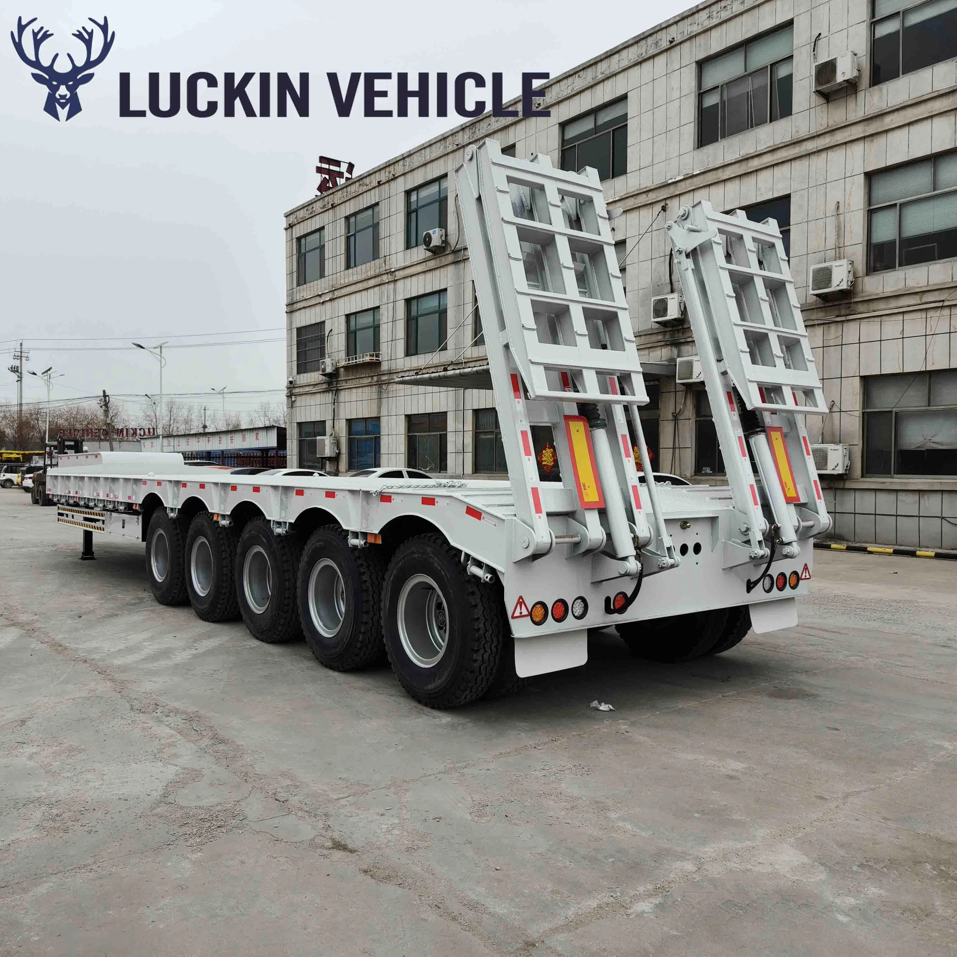 Hot Sale 3 Axle 40 75 Ton Tri Axle Double Drop Deck Lowbed Loader Semi Trailer Low-Loader for Sale