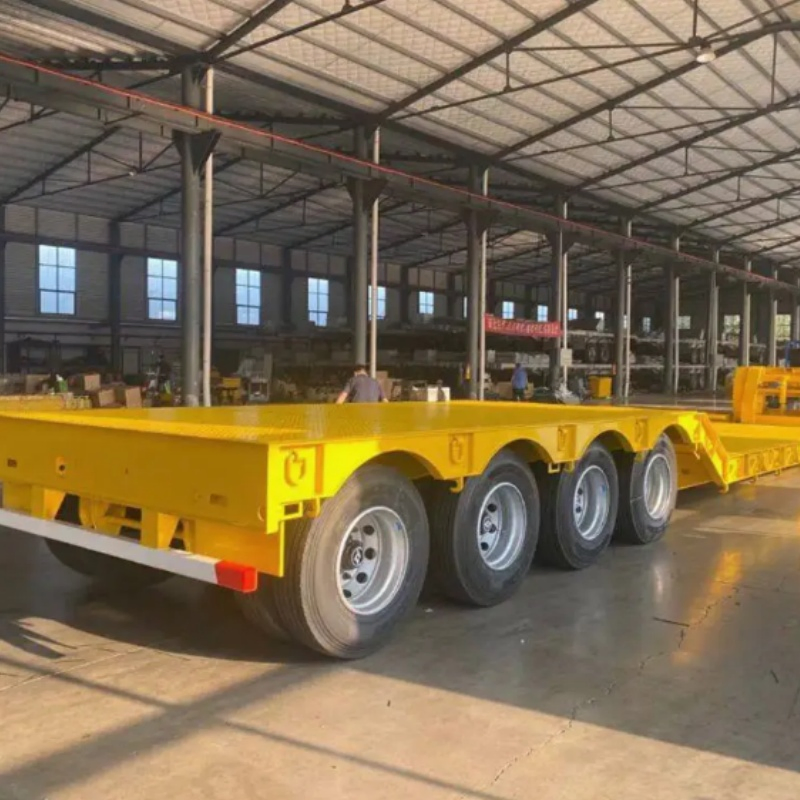 Flatbed Trailer 3/4 Axle 30-80 Tonscustom Large Cargo Transport Lowbed Semi-Trailer
