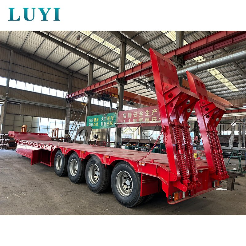 Luyi 60-80ton Flatbed Trailer Truck Trailer Lowbed Semi Trailer Hydraulic Modular Trailer Lowboy Semi Trailer 3/4/5axles Heavy Duty Dolly Semi Trailer
