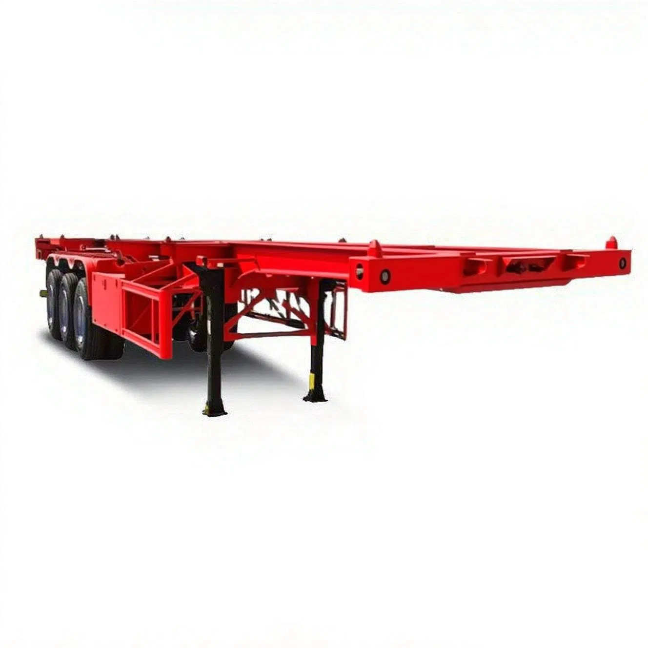 Heavy-Duty 4 Axle Skeleton Semi Trailer with 80 Tons Capacity and Double Drop Design for Low-Height Cargo Transport