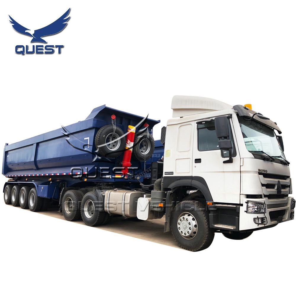 Durable Aggregate 45cbm 80 Tons Dump Tipper Truck Semi Trailer with 4 Axles