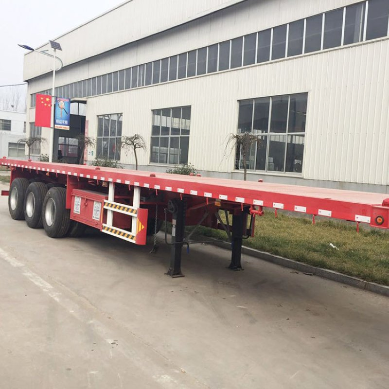 3 Axle Extendable Mechanical Suspension 20FT 40FT 45FT 60/70/80 Ton Flatbed Semi-Trailer / Container Transport Truck for Heavy Cargo &amp; Project Logistics Customi