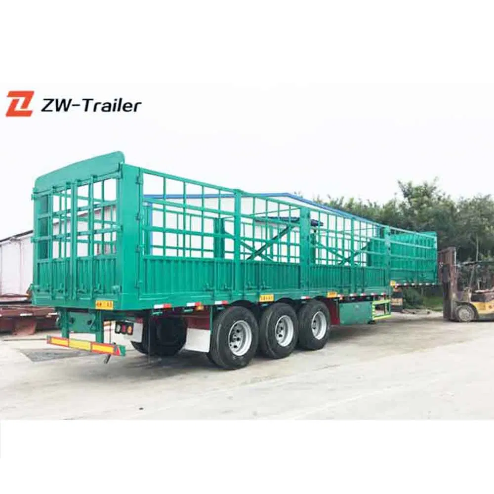 3 4 Axle 30 50 60ton Livestock Stake Heavy Duty Bulk Transport Semi Truck Fence Cargo Semi Trailer