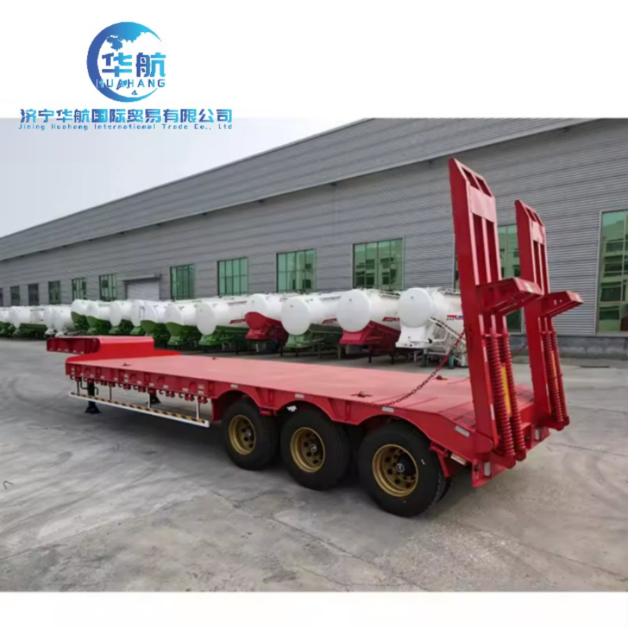 Australian Extendable Hydraulic Style Tri-Axles 50tons 4/5 Axle Axis Excavator Transport Gooseneck Hydraulic Lowbed Low Bed Loader Semi Truck Trailer