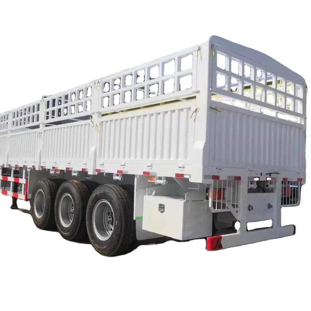 Heavy Duty Durable Design 3 4 5 Fuwa Axle Warehouse Rack Livestock and Vegetables Transport Fence Stake Cargo Fence Semi Truck Trailer for Sales