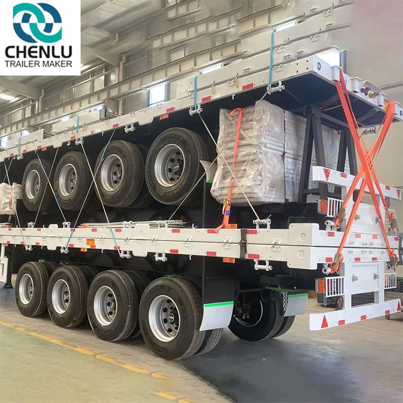 Three Axle Open Faltbed Container Semi Trailer/Industrial/Car Carrier /Bed Trailer