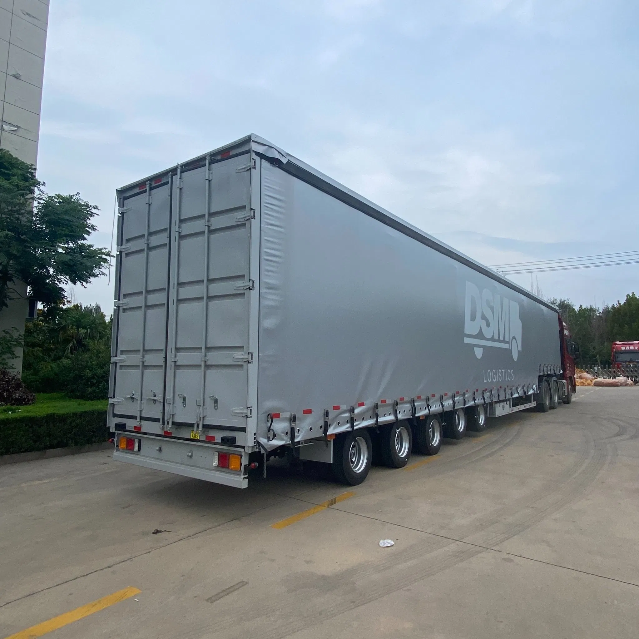 45FT 3 Axle 40ton Cargo Box Dry Van PVC Fabric Water-Proof Curtain Side Truck Semi Trailer with BPW Air Suspension for Russia Market