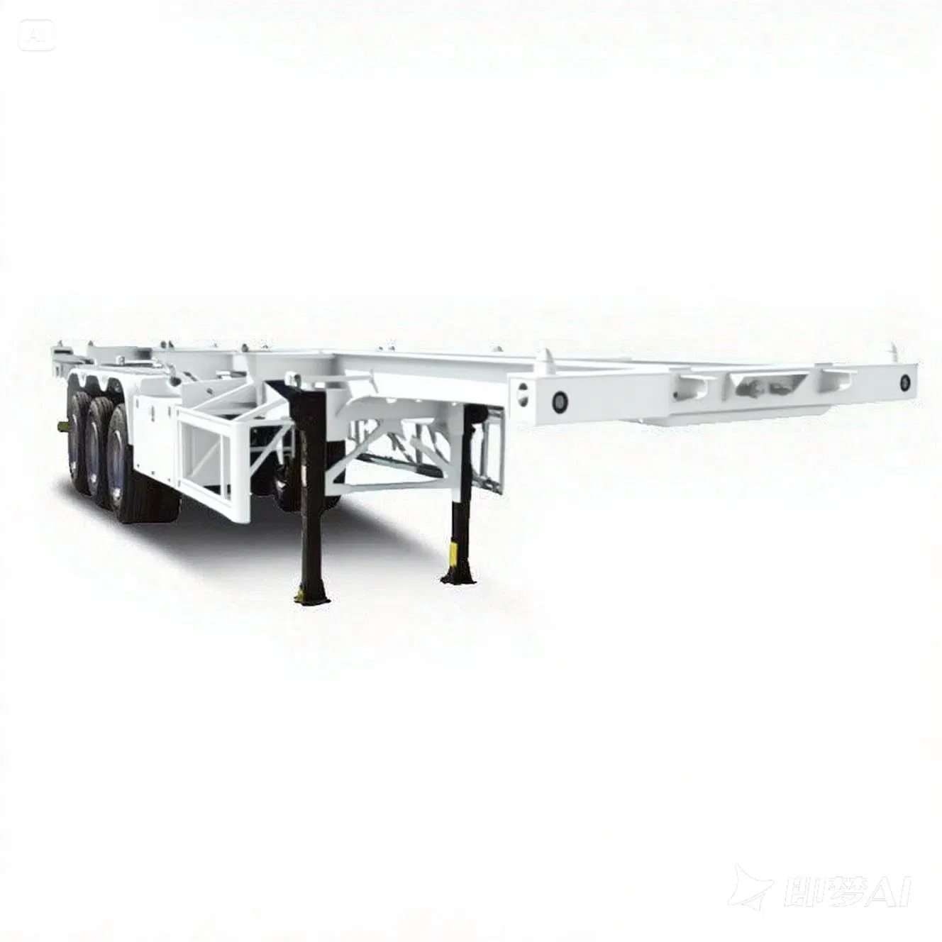 High-Performance 3 Axle Container Chassis with 40FT Length and Double Drop Frame Skeleton Semi Trailer for Low-Center Container Transport
