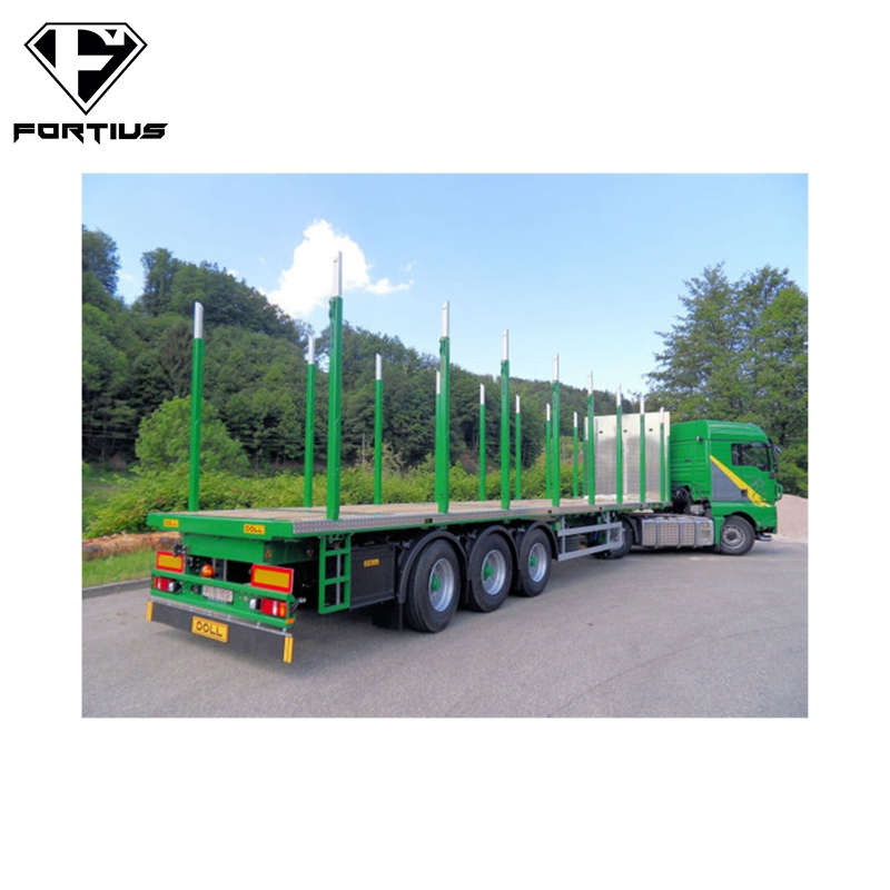 Wooden Logging Log Truck Crane Trailer Lumber Timber Log Carrier Semitrailer