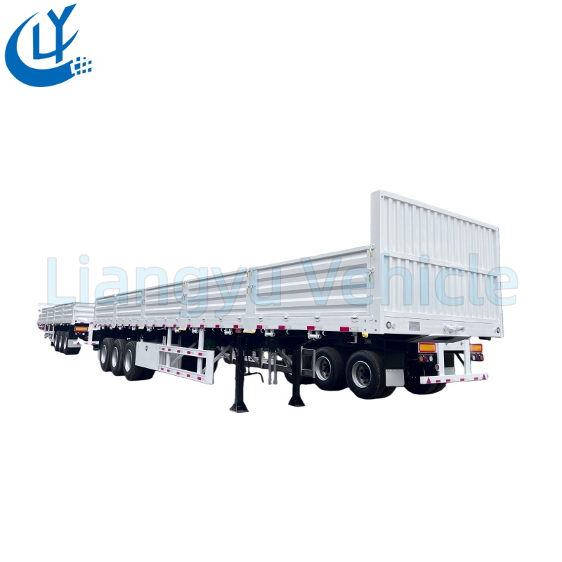 Heavy Duty 60 Tons Sidewall Semi Trailer 50cbm 3 Axles, Fuwa Axle &amp; Reinforced Frame for Mining and Logging Transport
