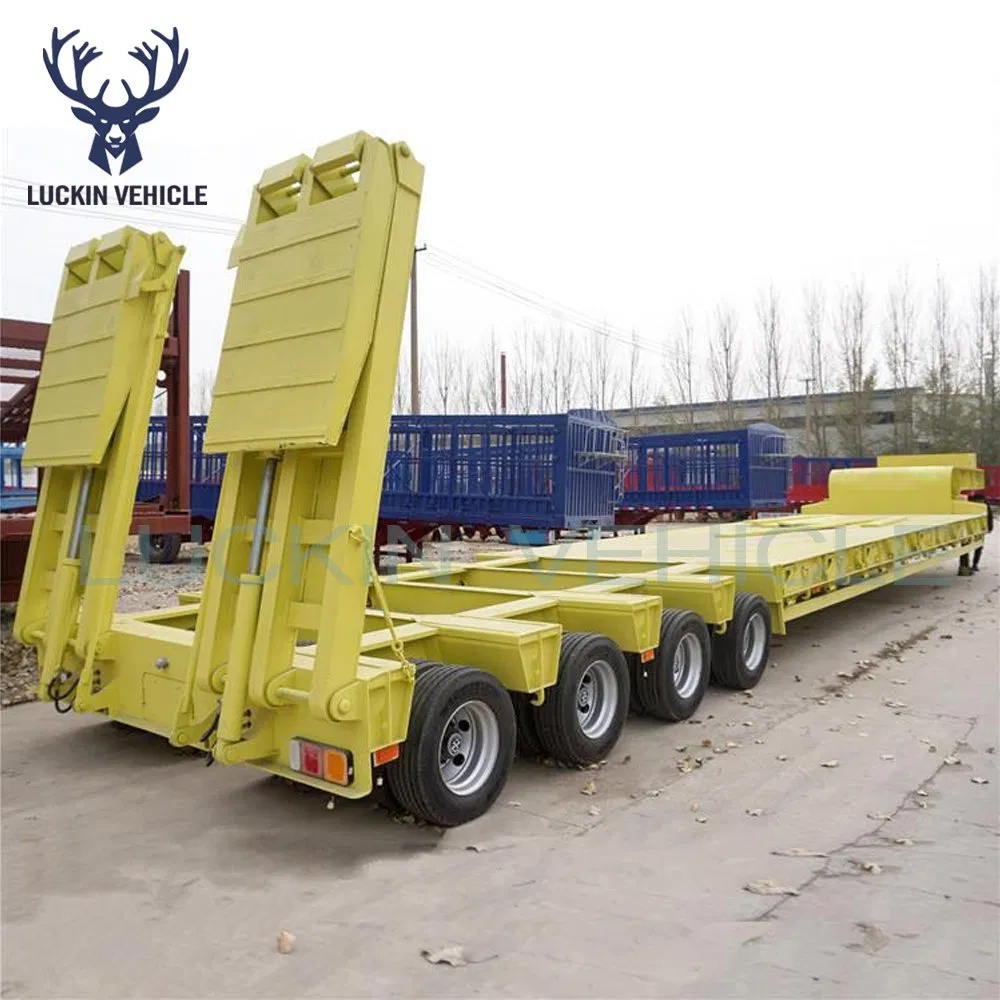 Hot Sale 3 Axle 40 75 Ton Tri Axle Double Drop Deck Lowbed Loader Semi Trailer Low-Loader for Sale
