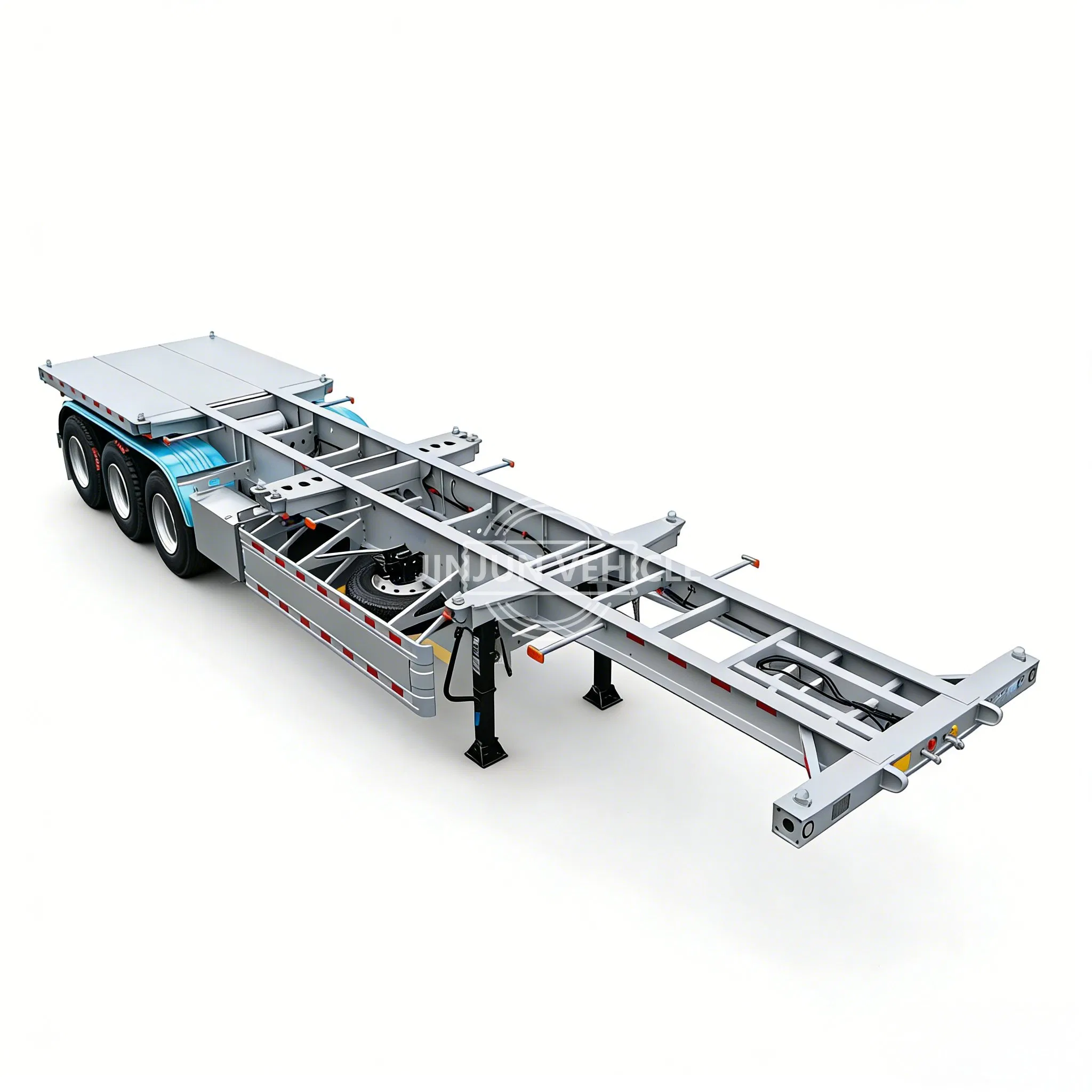 20FT 40FT 45FT Flatbed Container Cargo Transport 3/4 Axles Customized Skeleton Chassis Semi Trailer